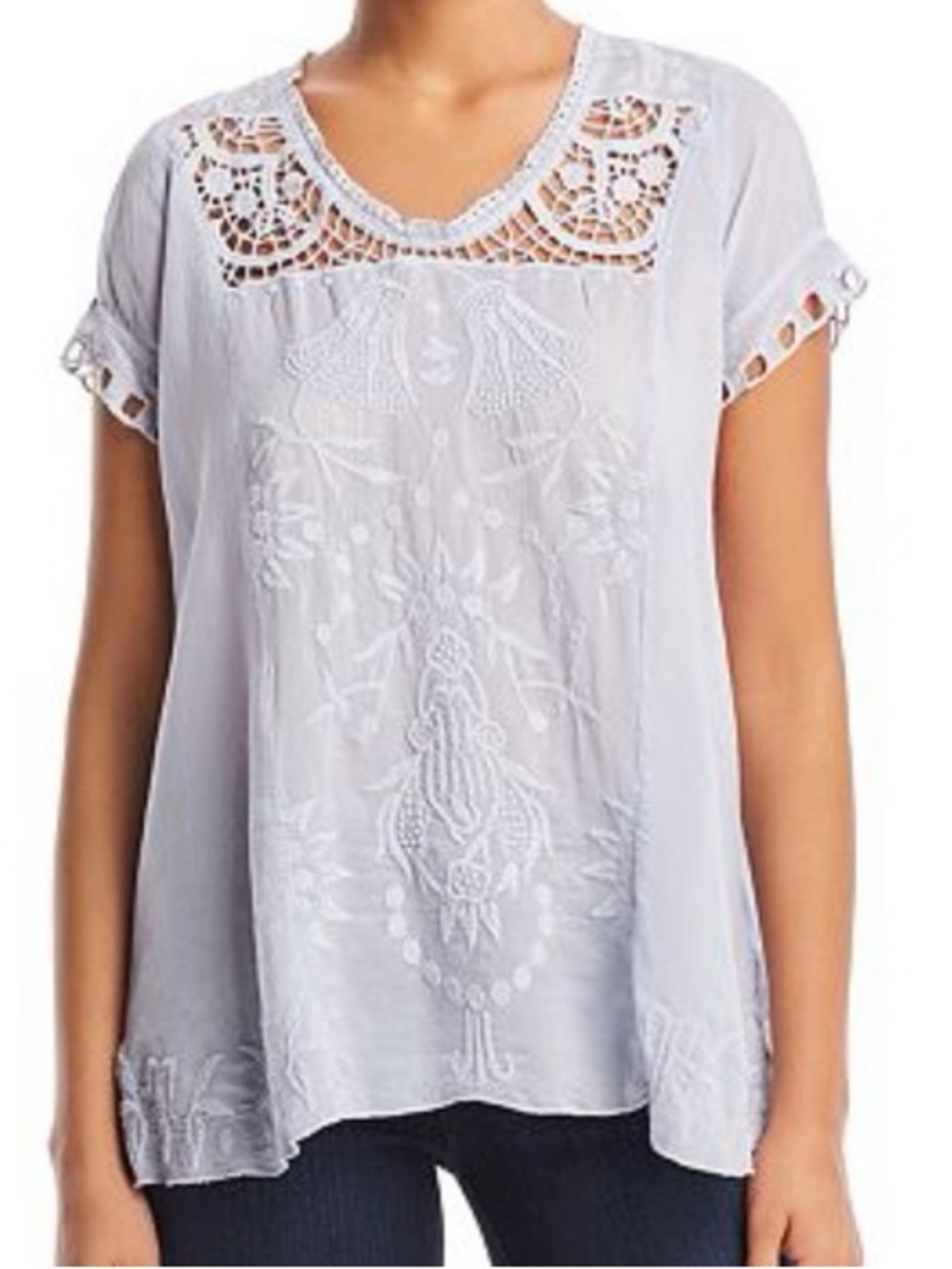 Johnny WasEmbroidered Lace Women's Top - purple - Large